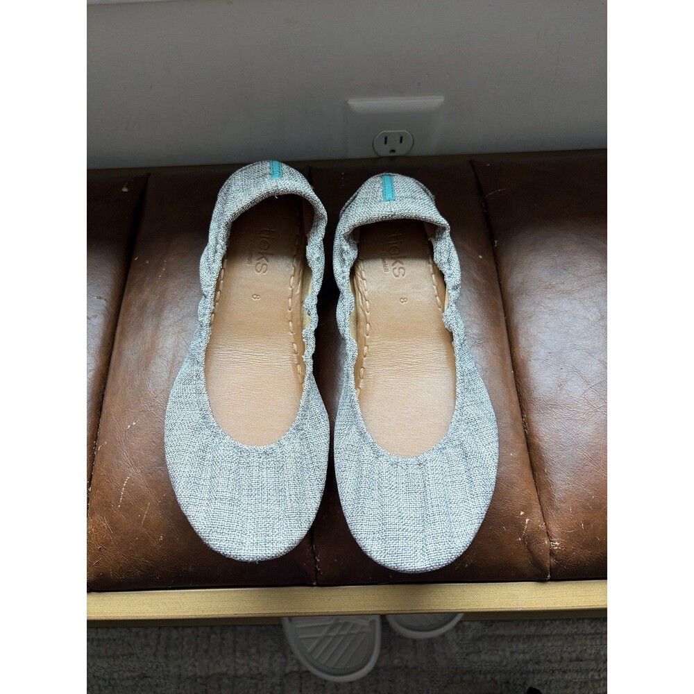 TIEKS by GAVRIELI Silver Gray Lake Fabric Ballet Flats Teal Sole Women's 8